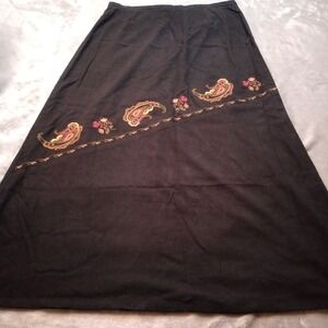Vintage Talbots Long Skirt Womens 14 Black Paisley Whimy Whisigoth Gothic Boho